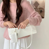 KYLETHOMASW  -  Elegant Floral Jacquard Underarm Bag Women Light Blue Satin Shoulder Bag With Small Pouch Vintage Ladies Daily Handbag Purse