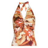 KYLETHOMASW  -  French vacation style twisted neck tie flower sexy backless suspender, spicy girl cinched waist slimming casual vest