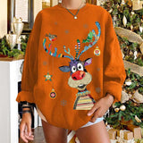 KYLETHOMASW  -  Women's New Sweatshirt Plus Velvet Christmas Deer Top European and American Daily Casual Women's Clothing