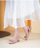 KYLETHOMASW  -  College Style Round Toe Butterfly Knot Decoration Flat Sandals Women Patent Leather Back Strap Muels Sandals Sandalias De Mujer