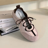 KYLETHOMASW  -  Retro Style Silver Mary Jane Shoes, Lace-Up, Round Toe, Hidden Heel, Casual Flats, Ballet Flats, Deep Mouth Fashion Flats