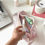 KYLETHOMASW  -  with Handy Handle Mesh Toiletry Bag Breathable Foldable Toiletry Storage Bag Cosmetic Brush Bag Quick Dry Washing Handbag