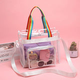 KYLETHOMASW  -  Women Clear Shoulder Bag Waterproof Transparent Tote Handbag Large Capacity Casual Crossbody Bag Summer Fitness Handbag
