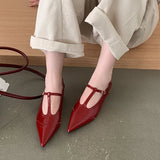 KYLETHOMASW  -  New Spring Fashion Non-Slip Women Mary Janes Flats Shoes Comfort Footwear  Pointed Toe Female Buckle T-Strap Ladies Flats Shoes