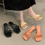 KYLETHOMASW  -  Summer Open Toe Women Slippers Design Style Narrow Band Butterfly-kont Low Heels Shoes Fashion Zapatos De Mujer