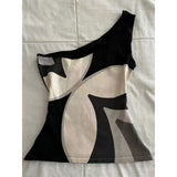 KYLETHOMASW  -  American Retro Vintage Design Niche Short Vest for Women Summer Printed One-shoulder Strap Top