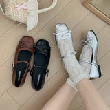 KYLETHOMASW  -  Designer Spring Women Mary Jane Shoes Fashion Square Toe Ladies Comfort Soft Sole Flats Women's Comfort Ballerinas Shoes