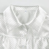 KYLETHOMASW  -  Polka dot short sleeved breasted shirt design with a cinched waist and tie, light and mature satin short commuter top