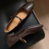 KYLETHOMASW  -  Small Leather Shoes Women's Spring Low-heeled Buckle Pumps Womens Square Head Two Wear Mary Jane Women's Shoes