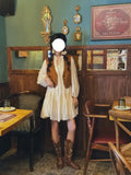 KYLETHOMASW  -  White Gentle Style Long-sleeved Dress for Women with Waist Slimming a Character