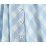 KYLETHOMASW  -  Women Lace Up Bandage Back Patchwork Plaid Dress Sexy Corset Style A-line Midi Casual Summer Dresses Sling Robe