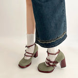 KYLETHOMASW  -  Designer New Spring Thick Heel Women Mary Jane Shoes Butterfly-knot Buckle Strap Shoes Ladies Elegant Party Dress Pumps