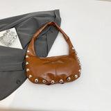KYLETHOMASW  -  Punk Style Rivets Design Small PU Leather Shoulder Bags for Women Y2K Fashion Luxury Underarm Bag Female Handbags