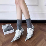 KYLETHOMASW  -  Low Heels Pointed Toe Shoes Women Lace Up Sports Style High Heels Ladies Colorblock Versatile Breathable Mesh Strappy Pumps