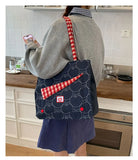 KYLETHOMASW  -  Contrast Plaid Bags for Woman Underarm Shoulder Bag Apple Pattern Bolsos mujer Tote Sac Femme Commuter Bolsas Youth Bolsa