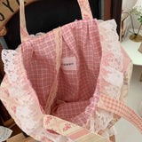 KYLETHOMASW  -  Sweet Y2k Aesthetic Gauze Bow Underarm Bag Patchwork Plaid Floral Print Women Tote Bags High-capacity Harajuku Shoulder Handbags