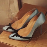KYLETHOMASW  -  Satin Luxury Designer High Heels Women Bowknot Shallow Elegant Women Shoe Mature Sexy Brand Banquet Party Shoes Female Pumpsle