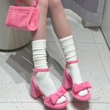 KYLETHOMASW  -  Street Style Summers Open Toe Women Sandals Fashion Butterfly-knot Ladies Thick Heel Party Dress Sandalias