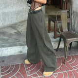 KYLETHOMASW  -  Streetwear Baggy Pants Women Vintage Low Waist Loose Wide Leg Trousers Oversized Cargo Pants All-match Y2K Bottom Autumn