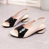 KYLETHOMASW  -  Women's Mid Heel Sandals Elastic Fish Mouth Wide Size Summer New Style Polyurethane Upgraded Version of Spring Summer Shoes