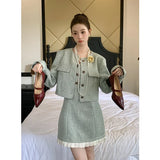 KYLTHOMASW  -   Autumn/Winter New French Style Small Fragrant Style Coat+Strap Camisole Dress Elegant High end Two Piece Set Women Outfits