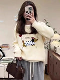 KYLETHOMASW  -  Korean Blue Puppy Towel Embroidered Raccoon Velvet Sweater for Women in Autumn and Winter Loose Outerwear Knitted Top