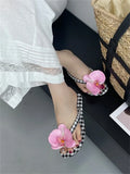 KYLETHOMASW  -  Summer Design Flower Geometric Clip Toe Low Flat Heels Women Slippers Fashion Casual Flip Flops Party Shoes