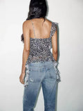 KYLETHOMASW  -  Ruffles Summer Mesh Camis Tops Boho Floral Printed Tank Top vintage Sleeveless Sexy V Neck Knitted Camis Strap women's Blouse