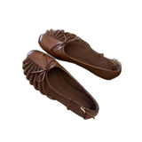 KYLETHOMASW  -  Sheepskin Version~ Design Sense Single Shoes Women's Woven Bow Ballet Flats Slip on Soft Leather Bohemian Casual Shoes for Women