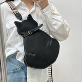 Kylethomasw 2024 Vintage Women Chest Waist Bag Cat Shape Shoulder Casual Crossbody Bags Quality Leather Handag Purse Ladies  Brand Designer