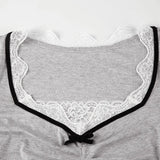 KYLETHOMASW  -  Pure Desire Girl Lace Lace Splicing Folded Chest Type Square Neck T-shirt Autumn/Winter New Cutoff Versatile Top