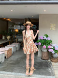 KYLETHOMASW  -  Sexy Halter Neck Lace Dress Women's Summer French Slim Fit Plaid A-line Short Dress Fashion Female Clothes
