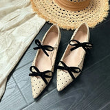 KYLETHOMASW  -  Cute Bow Double Buckle Low Heel Pumps Women Fashion Polka Dot Pointed Toe Designer Shoes Comfort Soft Sole Commuter Office Shoes