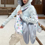 KYLETHOMASW  -  Silver Cute Bunny Ear Tote Bag Women Star Patchwork Large Capacity Shoulder Bag Ladies Fashion Harajuku Y2K Underarm Bag