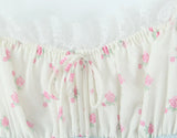 KYLETHOMASW  -  Holiday Women Contrast Color Floral Print Bow Lacing up Sling Dress Splice Lace Slash Collar Drawstring Low Waist Mini Robe