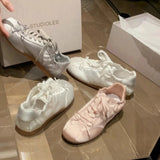 KYLETHOMASW  -  Women's German Training Shoes 2025 Summer Pearl Mesh Breathable Forrest Gump Shoes Soft Sole Silver and White