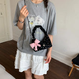 KYLETHOMASW  -  Women Cute Colorful Polka Dot Hobo Bag Ruched Handle Small PU Leather Chain Crossbody Purse with Bow Charm New Handbags