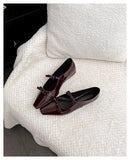KYLETHOMASW  -  Woman Shoes Vintage Punk Style Versatile Square Head Thick Heel Mary Jane Shoes Women's Bow Women's Shoes Red Mary Janes