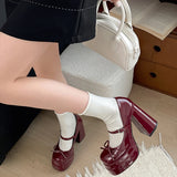 KYLETHOMASW  -  Autumn Platform Thick Heel Women Mary Jane Shoes Fashion Butterfly-knot Shoes Ladies Outdoor Dress Pumps