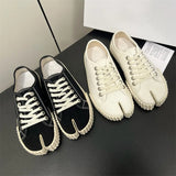 KYLETHOMASW  -  Canvas Tabi Sneakers Women Split Toe Flats Ladies Low Top Tabi Shoes Pig Hoof Shoes Loafers Zapatos De Mujer
