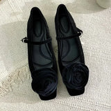 KYLETHOMASW  -   Cute Flock Flowers Flat Shoes for Women Shallow Elegant Dress Shoes Comfort Soft Sole Square Toe Designer Mary Jane Ballet Shoes