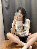 KYLETHOMASW  -  Japanese Fun Cartoon Graffiti Doll Printed Short Sleeve T-shirt Women Fresh College Style Sweet Spicy Ins Top