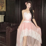 KYLETHOMASW  -  Summer Women Fairy Irregular Princess Dress Spaghetti Strap Lace Patchwork Party Dress Backless Feminine Hotsweet Girl's Dresses