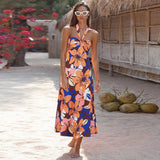 Kylethomasw High Quality  Summer Dress Sexy Hanging Neck Elegant Dress Bohemian Print Long Dress Women Bodycon Vintage Vestido Y2k