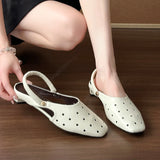 KYLETHOMASW  -  Hollow Women's Sandals Heels Slippers Beach Mules Shoes 2025 Summer Trend Chunky Leather Shoes Casual Flip Flops Mujer Slides