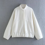 KYLETHOMASW  -  Standing Collar Buttons Women's Jackets Loose Long Sleeve Pockets Coats Solid Color Fold Tops Autumn Casual Outdoors Clothes
