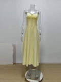 KYLETHOMASW  -  Elegant Maxi Long Waist Wrap A-line Dress Women Spaghetti Strap 2025 Spring Summer Dress Backless Sexy Party Beach Robe