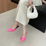 KYLETHOMASW  -  Orange Ladie Pumps Pink High Heels Sexy Pointed Toe Slingback Shoes Women Belt Buckle Low Heel Summer Office Shoes Blue