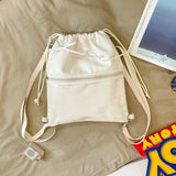 KYLETHOMASW  -  Portable Transparent Pocket Drawstring Backpack PU Lightweight Itabag Handheld Bag Large Capacity Shoulder Bag Casual