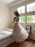 KYLETHOMASW  -  Original Gentle Floral Square Neck High Waist Long Dress Summer New Sweet Cute Girls Vacation Seaside Travel Slim Dresses